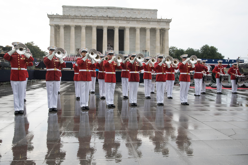 Illustration for article titled Planes, Tanks, & Space Force: Scenes From Trump's Soggy Fourth of July Extravaganza